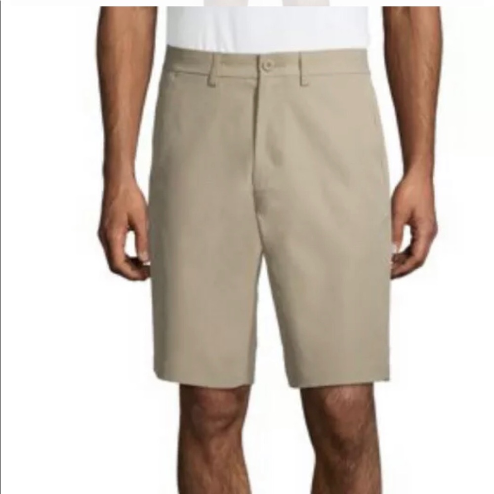 George Mens Performance FF Shorts size 44” Beige UPF30 Moisture Wicking New